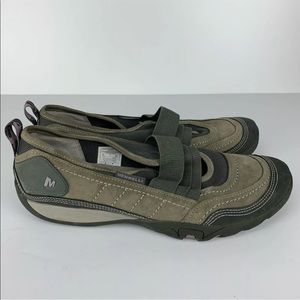 MERRELL Womens 9.5 Mimosa Band Dusty Olive Leather Mary Jane Shoe